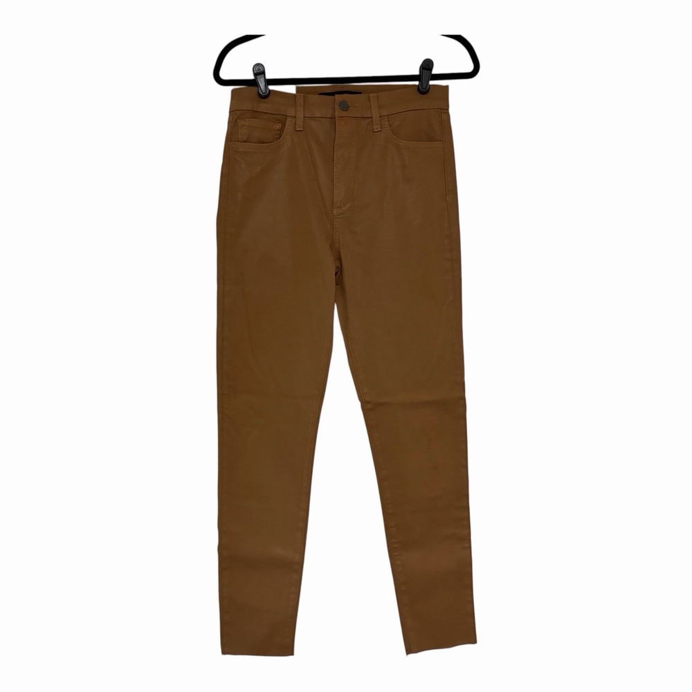 Joe's The Charlie High Rise Skinny Ankle Pants Brown Faux Leather Frayed 29 NWT
